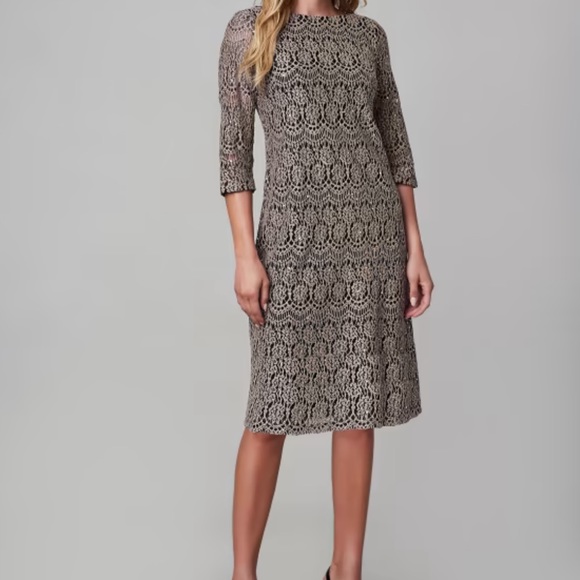 Eliza J Womens Lace Scalloped Boat Neck 3/4 Sleeve Sheath Dress - Picture 5 of 8